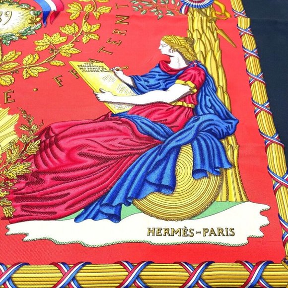 AUTHENTIC HERMES Carre90 LIBERTE EGALITE FRATERNITE REPUBLIQUE FRANCAISE - Picture 8 of 10